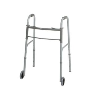 Adult Two-Button Folding Walker with 5" Wheels