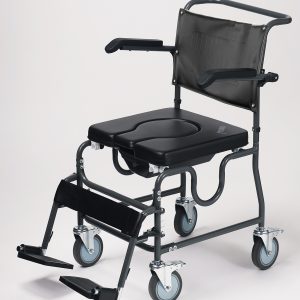 4 Way Padded Steel Commode Chair w/ Wheels