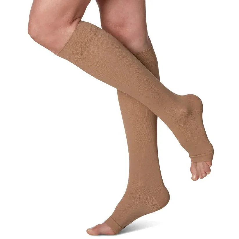 Compression Socks, Knee-High, Open Toe, 30-40mmHg, Cotton